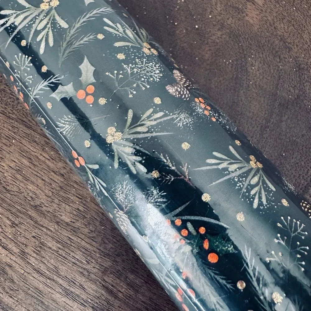 Christmas Holly Forest Botanical Glitter Holiday Wrapping Paper Roll Gift Wrap